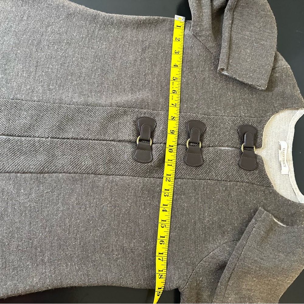 Equestrian Style Brown Wool Blend Sweater with Buckle Latch - Picture 8 of 13